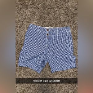 Holister Shorts Waist Size 32 / Checkered Blue & Navy Blue
